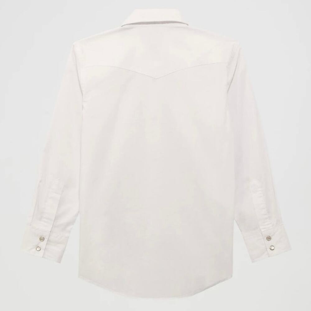New Wrangler Boys Pearl Snap Long Sleeve Dress Shirt XXS 0-2 White Cowboy Rodeo - Picture 2 of 8